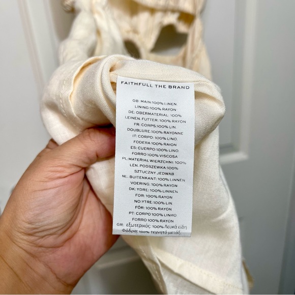 Anthropologie Faithful The Brand Zuma Linen Cut-Out Mini Dress in Shell Size 10 - Picture 12 of 16